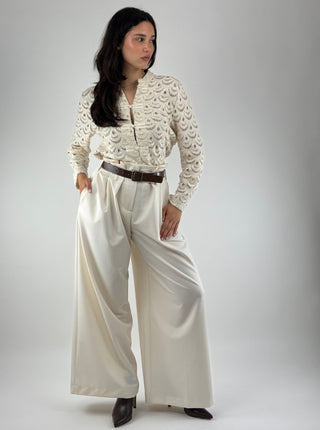 Pantalone vita alta con arricciatura e pences - PDT5WMOC