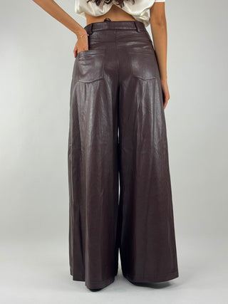 Pantalone ecopelle a palazzo - PVI-R151