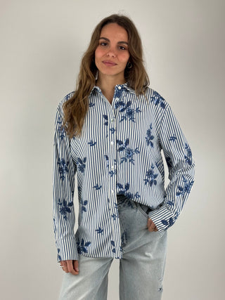 Camicia righe con fiori  -  PE262380