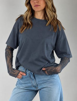 T-shirt manica in pizzo - 11073