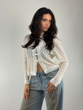 Camicia pizzo alamari - S3660