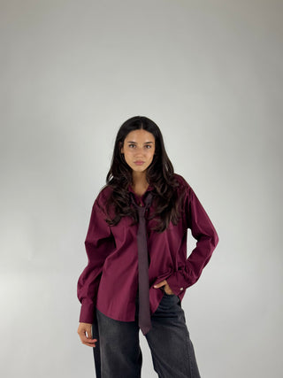 Camicia Bordeaux con Cravatta - 40339