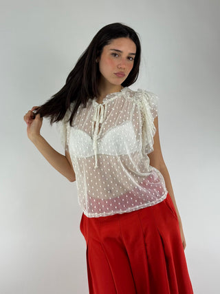 Blusa in pizzo con rouches - 34250
