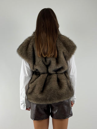 Gilet ecopelliccia con cintura - 505017