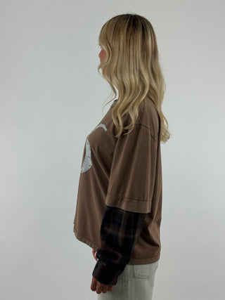 T-shirt over doppia manica in check - I266177