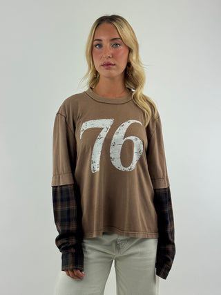 T-shirt over doppia manica in check - I266177