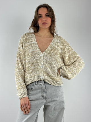 Cardigan lurex con bottoni gioiello JIT-Q008