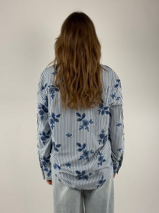 Camicia righe con fiori  -  PE262380