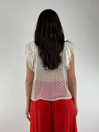 Blusa in pizzo con rouches - 34250
