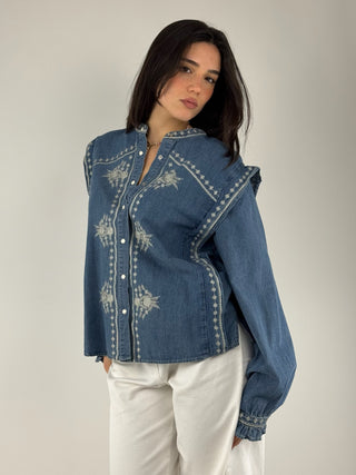 Camicia in jeans con ricami - 38350