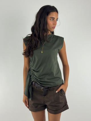 Top smanicato con arriccio laterale - UAB0364