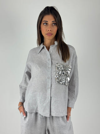 Camicia tasca paillettes - S26CE15