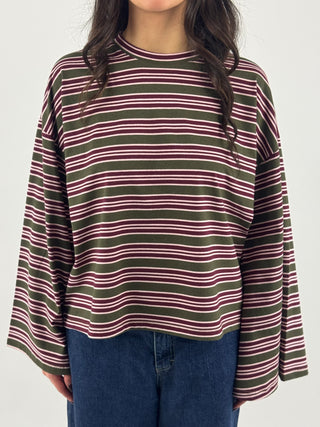 T-shirt over a righe manica a campana - UAC0188