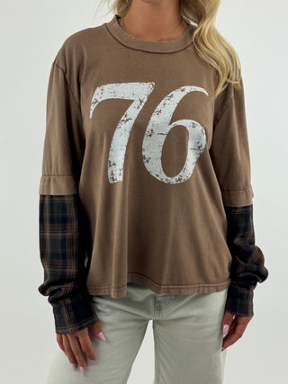 T-shirt over doppia manica in check - I266177