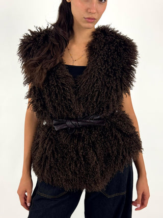 Gilet in eco-montone riccio - W26J526