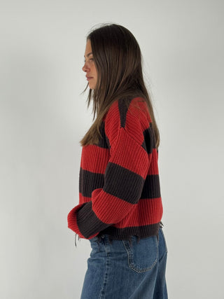 Maglione girocollo a righe - 55078F