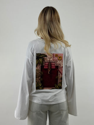 T-shirt manica a campana con stampa sul retro - 283M