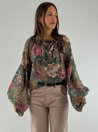 Camicia floreale manica larga - W25C184
