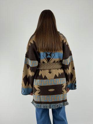 Cardigan in fantasia con cintura - W5HMG48A400