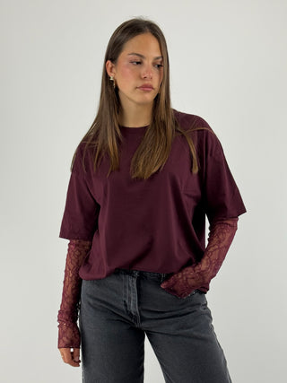T-shirt manica in pizzo - 11073