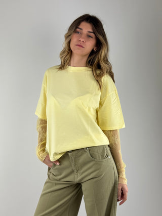 T-shirt manica in pizzo - 11073