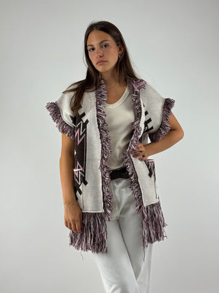Gilet in fantasia con cintura - W5HMG27A400