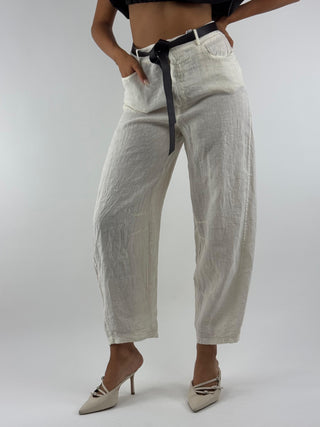 Pantalone barrel in lino - 12402