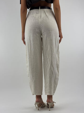 Pantalone barrel in lino - 12402