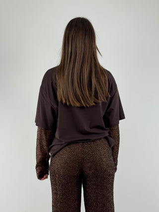 T-shirt con maniche paillettes - FW250004