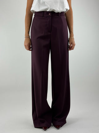 Pantalone vita alta a gamba dritta con elastico posteriore - 16467/3060