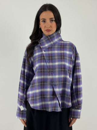 Camicia oversize assimetrica a quadri - CVS-R050