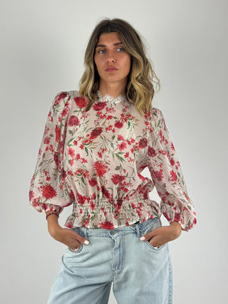 Blusa floreale elasticizzata - S26CD21