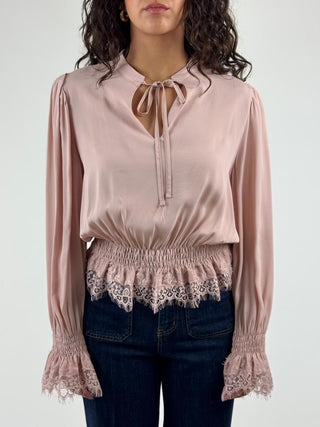 Camicia con inserti in pizzo - W26C371