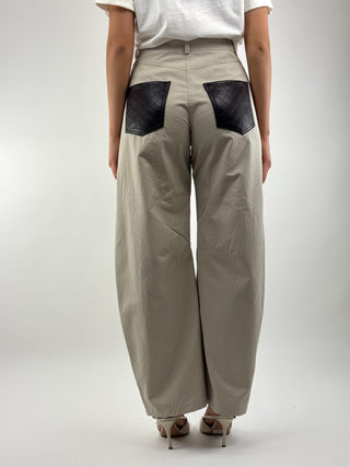 Pantalone tasche ecopelle - S26P824