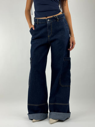 Jeans cargo wide leg - PFJ-R014