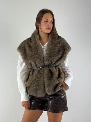 Gilet ecopelliccia con cintura - 505017