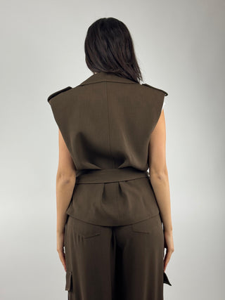 Gilet lungo con cintura - LSO-Q004