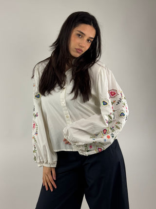 Camicia maniche fiori P39C0010