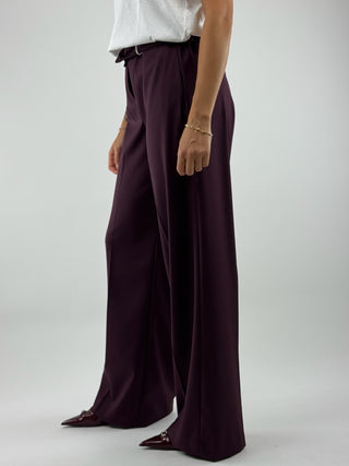 Pantalone vita alta a gamba dritta con elastico posteriore - 16467/3060