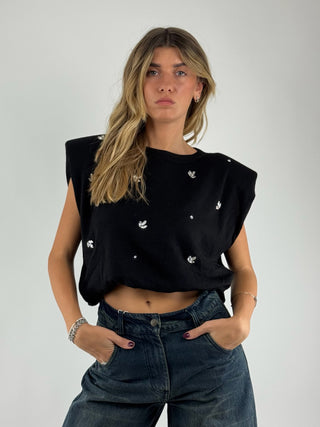 Gilet in maglia con strass - MFP-P075