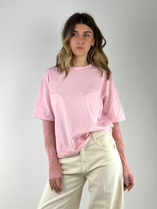 T-shirt manica in pizzo - 11073