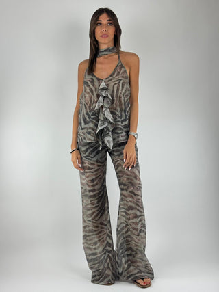 Top Animalier Volant con Foulard - RMA-Q213