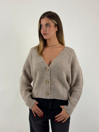 Cardigan crop in maglia a coste - PA1876