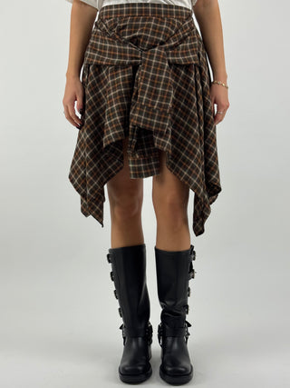 Minigonna check effetto camicia annodata - TAC1580