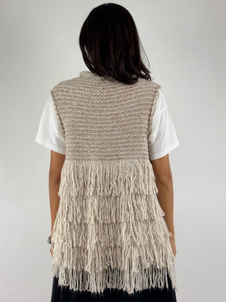 Gilet in maglia con frange - F03E0169