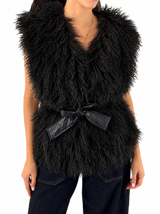Gilet in eco-montone riccio - W26J526