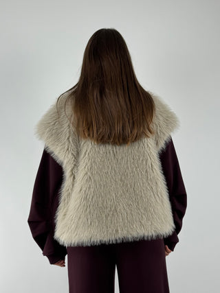 Gilet con spilla e interno leopardato - W25J101