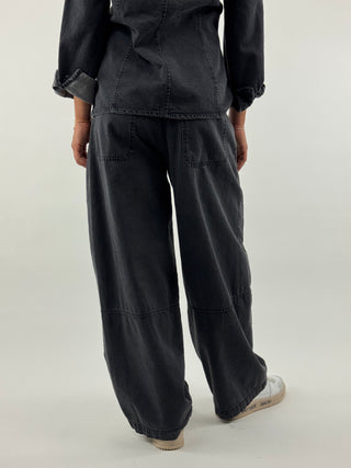 Pantalone effetto denim nero - 60410P1