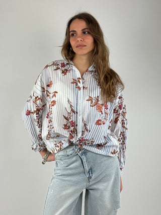 Camicia gessata fiori - S26C324