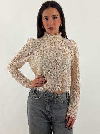Blusa in pizzo floreale - W26T704